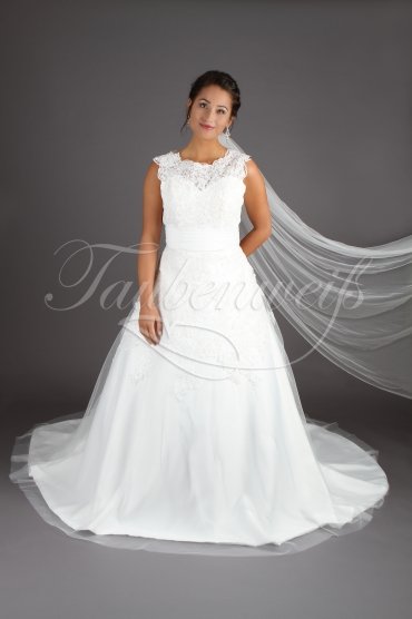 Wedding dress TW0104B - Wedding dress TW0104B in classy A-line lace and satin with train