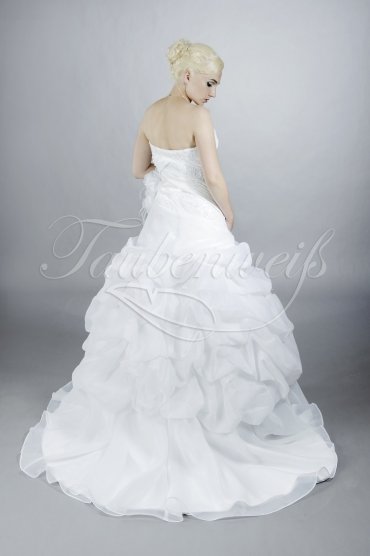 Wedding dress TW0111B - Wedding dress TW0111B A-line princess ruffles pleats lace organza train 3