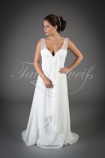 Wedding dress TW0128B - Wedding dress TW0128B Empire chiffon deep neckline beadings for pregnant bride beach wedding