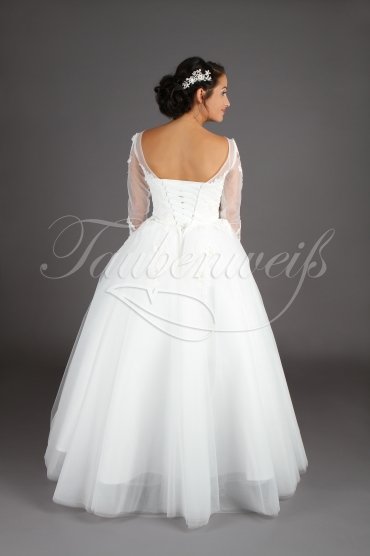 Wedding dress TW0139B - Wedding dress TW0139B princess 3/4-sleeves lace flowers round neck lace sleeves no train 3
