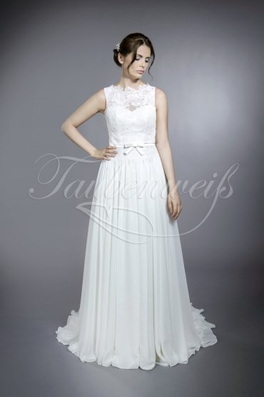 Wedding dress TW0150B - Wedding dress TW0150B chiffon french lace ribbon round neck wide straps