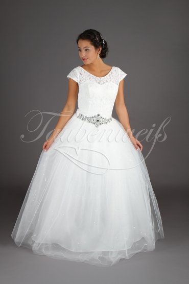 Wedding dress TW0151B - Wedding dress TW0151B princess lace cap sleeves glitter sequins no train