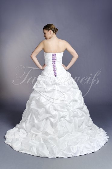 Wedding dress TW0153B - Wedding dress TW0153B A-line taffeta purple lace beadings bicolor train 3
