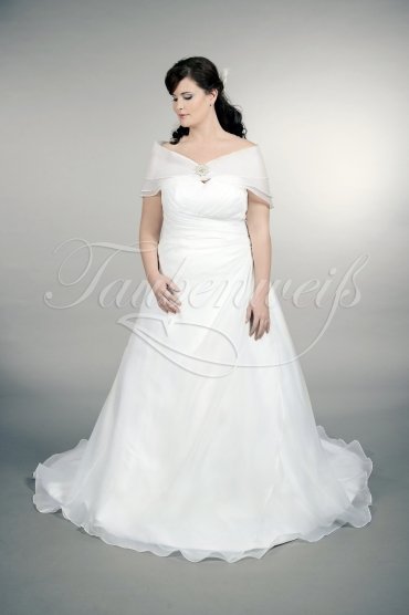 Wedding dress TW0164B - Wedding dress TW0164B A-line plus size XXL organza sweetheart cape train 1