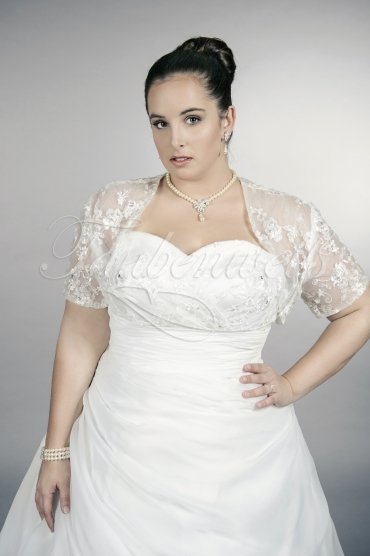 Wedding dress TW0167B - Wedding dress TW0167B A-line plus size XXL organza lace beadings sweetheart with bolero train 2