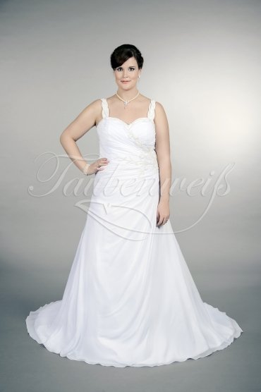 Wedding dress TW0170B - Wedding dress TW0170B A-line plus size XXL chiffon sweetheart beadings wide straps train 1