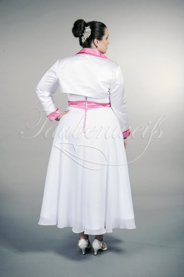Wedding dress TW0173B - Wedding dress TW0173B plus size XXL tea-length chiffon with bolero pink 3