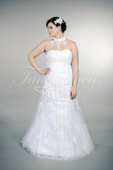 Wedding dress TW0174B - Wedding dress TW0174B small A-line plus size strapless tulle lace appliques short train 1