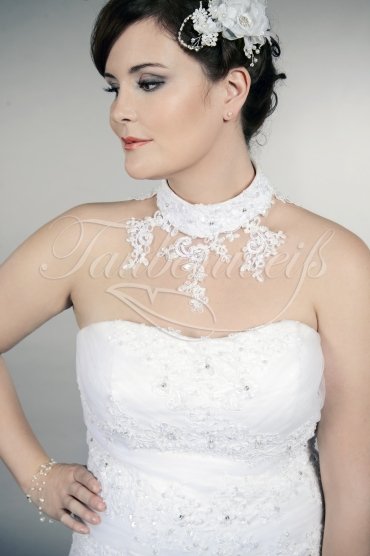Wedding dress TW0174B - Wedding dress TW0174B small A-line plus size strapless tulle lace appliques short train 2