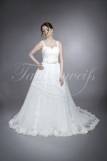 Wedding dress TW0176B - Wedding dress TW0176B two-in-one detachble skirt tulle tattoo lace champagne belt train