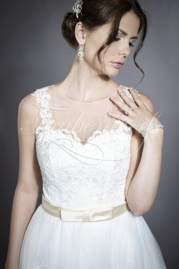 Wedding dress TW0176B - Wedding dress TW0176B two-in-one detachble skirt tulle tattoo lace champagne belt train 2