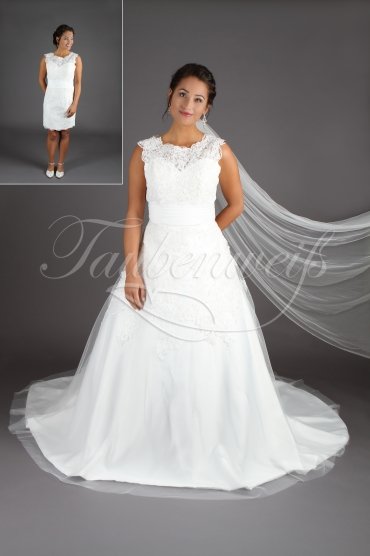 Wedding dress TW0180B - Wedding dress TW0180B 2 in 1 short etui dress long detachable A-line skirt with train