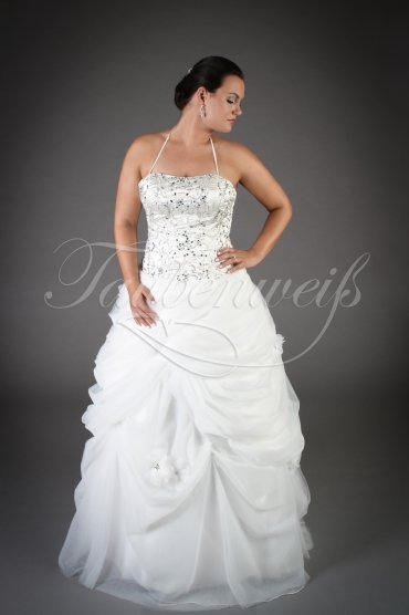 Wedding dress TW0182B - Wedding dress TW0182B romantic tulle silver embroidery beadings no train lace-up