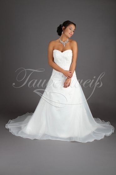 Wedding dress TW0186B - Wedding dress TW0186B A-Line organza lace beadings train lace-up