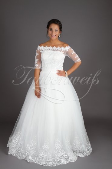 Wedding dress TW0188B - Wedding dress TW0188B tulle lace bateau neck 3/4 sleeves no train