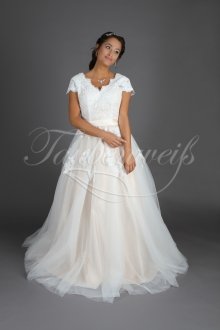 Wedding dress TW0042B - Wedding dress TW0042B Vintage lace A-line nude look blush no train